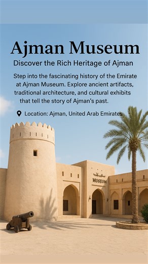 Ajman Museum 🕌 Discover the Rich Heritage of Ajman Step into the fascinating history of the Emirate at Ajman Museum. Explore ancient artifacts, traditional architecture, and cultural exhibits that tell the story of Ajman’s past. 📍Location: Ajman, United Arab Emirates Ready to join us on an adventure? Book your tour today and let us show you the world! For BOOKING Tickets booking: ☎️ 971 56 949 5992 Tour Booking:☎️ 971 50 680 0392 @happylandtourism . . . . City Tour Dubai, Desert Safari, Dhow C