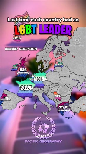 🏳️‍🌈 Last time each country had an LGBT Leader #mapping #map #geography #lgbt #europe