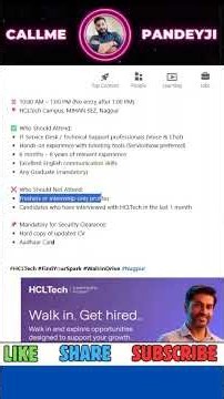 HCLTech Walk-in Hiring + Expected Interview Questions + Salary + Resume Tips