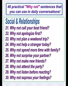 Here are 40 practical "Why not" sentences that you can use in daily conversations! #learnsentences #englishsentences #englishlessons #englishtutorial #englishgrammar #englishforbeginners #englishlearning #englishtips #improveyourenglish #englishvocabulary | English Learning