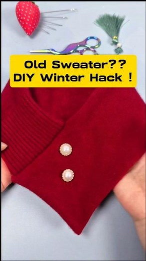 DIY Winter HACK | How to turn Old Sweater into a Cute Neck Warmer ! #sewing #shorts #sewinghacks