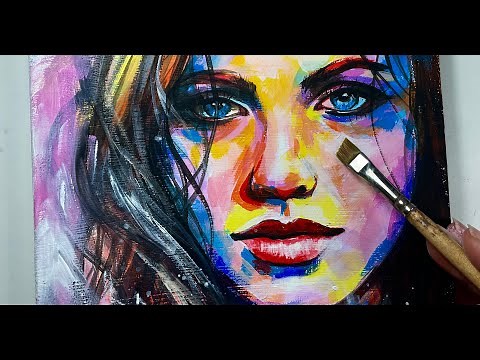 ABSTRACT COLOURS / Portrait Painting / How To Use Acrylics / Painting Technique