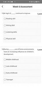 11:40皆 46 . 1191\%Week 6 Assessment15)At Age's 8,  continu... | Filo