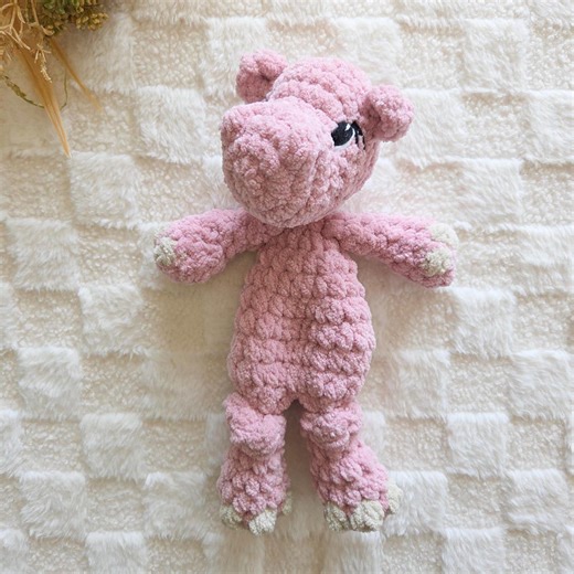 Crochet Hippo Lovey, Pink Hippo Snuggler, Handmade Hippo Plush Gift, Zoo Nursery Decor - Etsy