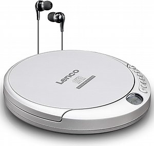 Lenco CD-201 - Tragbarer CD-Player Walkman - Diskman - CD Walkman - MP3 Funktion - Antishock - Mit Kopfhörern und Mikro USB Ladekabel - Silber
