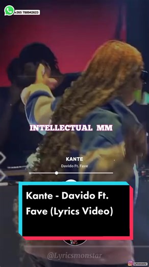 Kante - Davido Ft. Fave (Lyrics Video)