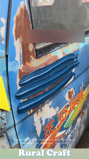 Repair car paint chips with weatherproof construction adhesive, brilliant! #tips