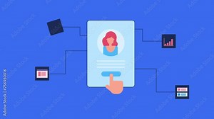 Business company using multi-tasking software solution project management and IT development, Saas conceptual video animation.