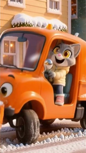 Symba cleans the city with a snowmachine ❄️🏙️ #kidsanimation #snow #cat #cartoon #cat