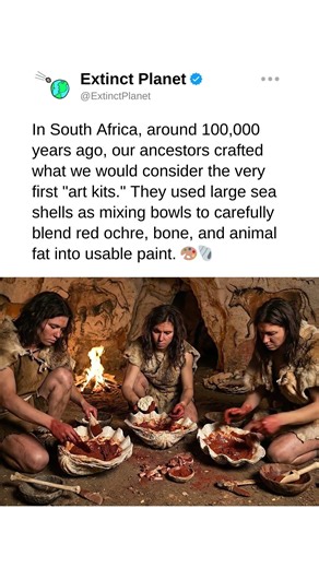The very first prehistoric art kits existed 🎨🐚 #Prehistory #Art