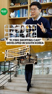 16K views · 26 reactions | Well, that solves the wobbly wheel issue  'Palletrone' is the name South Korean researchers are calling their creation, part shopping cart (pallet) and part drone. Seoul National University of Science and Technology professor Lee Seung-Jae says that while the Palletrone has so far been tested to carry up to 3kg, it has many other potential applications, including mid-air battery changes. #ABCNews #SouthKorea #Drone #Science #Technology | ABC Asia | Facebook