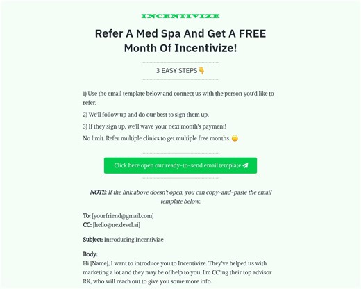 Incentivized Referral Template