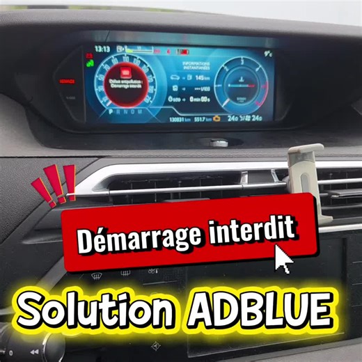 💦 𝗦𝗢𝗟𝗨𝗧𝗜𝗢𝗡 𝗔𝗗𝗕𝗟𝗨𝗘 💦 Intervention du jour pour une Citroën C4 Picasso 1.6 blue HDI de 2015 développant 120 chevaux. 🚗 Le véhicule était totalement immobilisé avec un message de démarrage interdit suite à un défaut du système adBlue ❌ Nous nous sommes déplacés directement au domicile du client pour effectuer la solution nécessaire et lui permettre de reprendre la route sans plus attendre 🏠 Grâce à notre intervention réalisée avec du matériel de dernière génération, le problème es