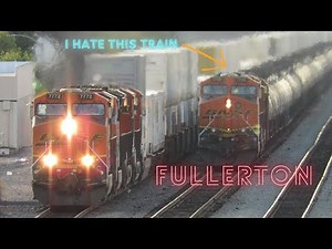 Trains through historic Fullerton station