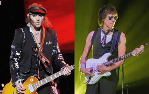 Johnny Depp appears on stage with Jeff Beck at Sheffield gig