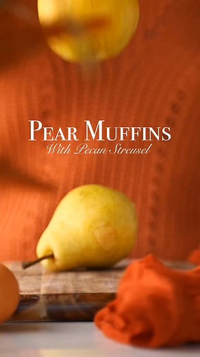 Oat Pear Muffins with Pecan Streusel. Get the full recipe in the comments. #pearmuffin #muffinrecipe #pearrecipes #FallBaking #bakingfromscratch | The Recipe Press