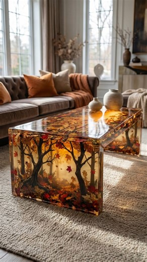 Uñas Decoradas Oficial on Instagram: "Fully Resin Coffee Table – Autumn Forest Design"