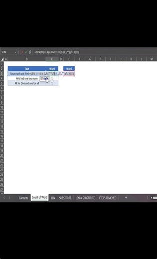 Count Times Word Appears in Cell #excelformula #advancedexceltutorial #excel #exceltips #excelcourse