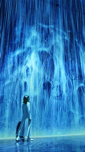 teamLab on Instagram: "On view at “teamLab Biovortex Kyoto” Kyoto @teamlabkyoto Permanent ・ “Universe of Water Particles” Universe of Water Particles is a virtual waterfall created in a virtual 3-D space using teamLab’s concept of ultrasubjective space, a term that refers to the depiction of space found in premodern Japanese painting. Computer-generated water consisting of hundreds of thousands of water particles is virtually poured onto a virtually sculpted rock. The computer calculates the mov