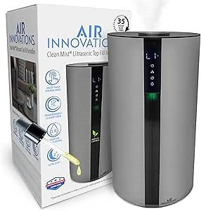 Air Innovations Humidifier for Bedroom Oversized 3.5L Tank Runs for 35 Hours Essential Oils for Large Room Top Fill Cool Mist Humidifier Ideal for Bedrooms Baby Room and Plants AI-104