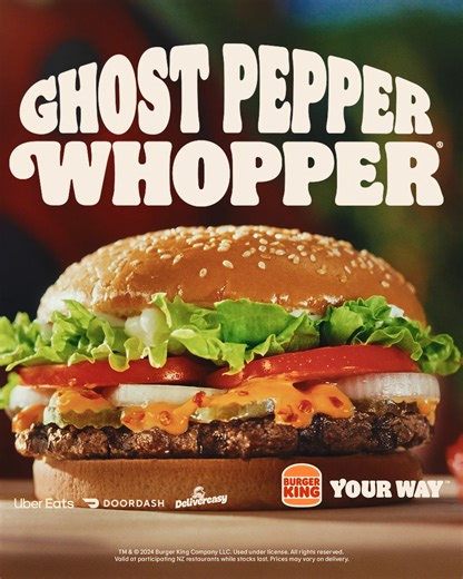 1K views · 194 reactions | Our spiciest Whopper yet is back at BK ️ Can you handle the heat of a Ghost Pepper Whopper? Only one way to find out 襤 | Burger King NZ | Facebook