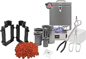 Deluxe QuikMelt Tabletop Furnace Sand Cast Set 10 Lbs Petrobond, Flanges, Tongs, Crucibles, Mold, Parting Powder, Flux Melt Metals