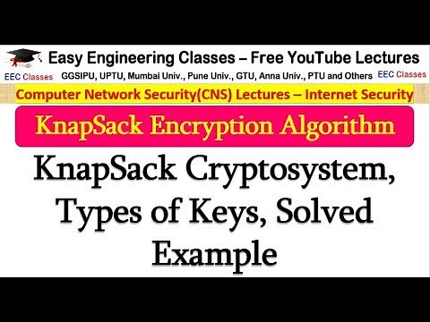 KnapSack Encryption Algorithm in Hindi - Types of Keys, Solved Example