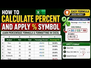 How to Calculate Percent and Apply % Symbol in Excel|Learn Percentage Formula & Formatting in Excel