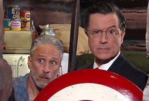 Stephen Colbert Revives Colbert Report Persona With Help From Jon Stewart