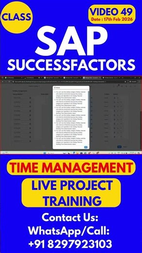 SAP SuccessFactors Time Management Training Online Class 49 17th Feb 2026 #sapsuccessfactorstraining