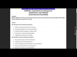 MGMT623 Leadership & Team Management | GDB Complete Solution