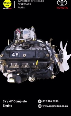Toyota 3Y / 4Y Complete Engine – R21,500 | Engine Den Simple, dependable petrol power that’s stood the test of time. The Toyota 3Y / 4Y 2.2L engine features a SOHC 8-valve setup delivering 70–91 HP, known for its durability and straightforward maintenance. A strong option for replacements or keeping older Toyota workhorses running reliably. Practical engineering, ready for fitment and built to handle daily use. 📩 All contact links are in our bio. (Offers valid while stocks last. E&OE. T&Cs appl