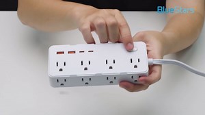Short Extension Cord 1Ft - 8 Outlets Small Power Strip Flat Plug Surge Protector with 4 USB (5V 3.4A 17W), Multi Plug Wall Outlet Splitter, Short Cord Outlet Extender for Home Office Dorm Collages