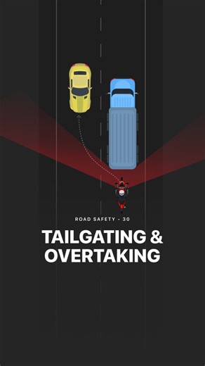 Jaswin bose on Instagram: "Road Safety 30 - Tailgating & Overtaking . . Never make this mistake. Driving too close to a heavy vehicle severely limits your visibility and reaction time, increasing the risk of accidents. Always maintain a safe distance to ensure better awareness, quicker response, and safer roads for everyone. . . #MotorcycleSafety #RideSafe #BlindSpotAwareness #MotorcycleAwareness #SafetyFirst #RiderTips #StayAlert #OvertakingTips #BikerSafety #SafeRiding #ThinkBike #TrafficSafet