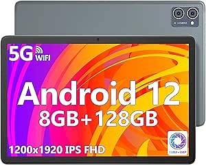 jumper 10 Inch Tablet, 8GB RAM 128GB ROM, Octa-Core Processor MT8183, 1200p IPS FHD Screen, Android 12 Tablets, 13+5MP Dual Camera, Dual Stereo Speakers, Bluetooth5.0, GPS, 6000mAh Battery.