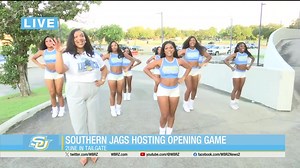 100K views · 1.1K reactions | Southern University's "Code Blue" Stomp N' Shake Squad celebrated the Jag's return to the Bluff with Mia Monet & Abigail Whitam TV this morning. Read more at the link below. | WBRZ Channel 2 | Facebook