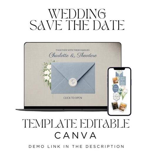 Dusty Blue and Ivory Wedding Website Template Canva | Editable Wedding Website | Save the Date Website | Digital Wedding Invitation - Etsy