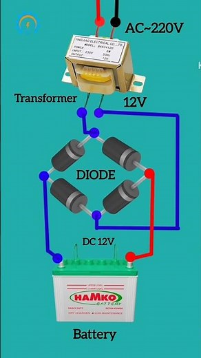 12 V Battery Charger Wiring diagram with Transformer #Battery #Diode #Transformer #Short #Shorts