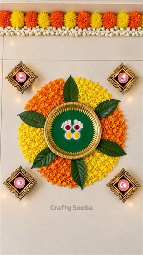 Festival Rangoli Design | Easy & Beautiful Rangoli with Dots | Simple Kolam Design | #rangoli