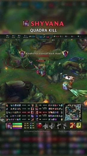 Shyvana QUADRA KILL | EUW Master Patch 26.14 #shorts