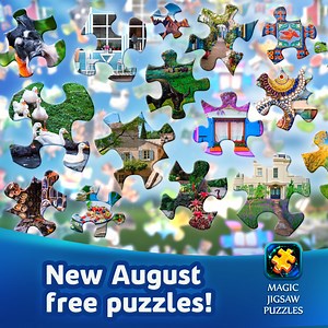 3.7K views · 72 reactions | August crept imperceptibly. What does it mean? That's right: a new free puzzle pack is waiting for you in the game! 里 You will get even more puzzles after watching a small advertisement. ➡️ https://ximadpzl.onelink.me/BkON/267f900a | Magic Jigsaw Puzzles | Facebook