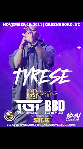 Greensboro, it’s happening! The R&B Forever Tour featuring TGT, BBD, and Silk hits the stage at Greensboro Coliseum on Saturday, November 16th. Grab your tickets now on Ticketmaster! 🎟️ | Global Events Production