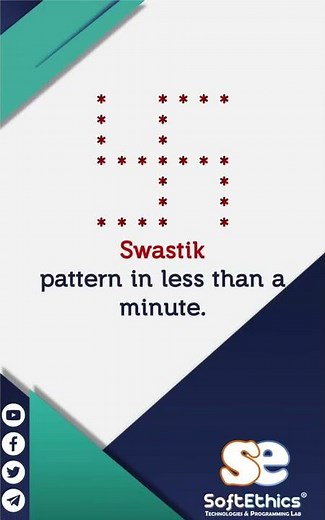 Swastik pattern | Learn to code asterisk pattern in less than a minute #shorts #patternshorts