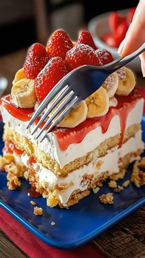 Sugar-Free Half Strawberry Shortcake Half Banana Pudding Cake This is a two-in-one layered dessert: vanilla sheet cake topped with banana pudding bananas crushed vanilla wafers, then juicy macerated strawberries, finished with whipped cream. Ingredients (sugar-free swaps) Vanilla cake 2 1/4 cups all-purpose flour 1 1/4 cups granulated sugar → swap for 1 1/4 cups allulose (or your preferred 1:1 baking sweetener) 1 tbsp baking powder 1/2 tsp salt 3/4 cup unsalted butter, softened 3 large eggs 1 cu