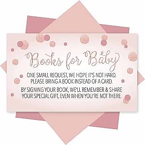 Hadley Designs 25 Book Request Baby Shower Guest Book Alternative-Gold Baby Shower Invitation Inserts, Books For Baby Shower, Bring A Book Instead Of A Card, Baby Shower Book Request For Girls