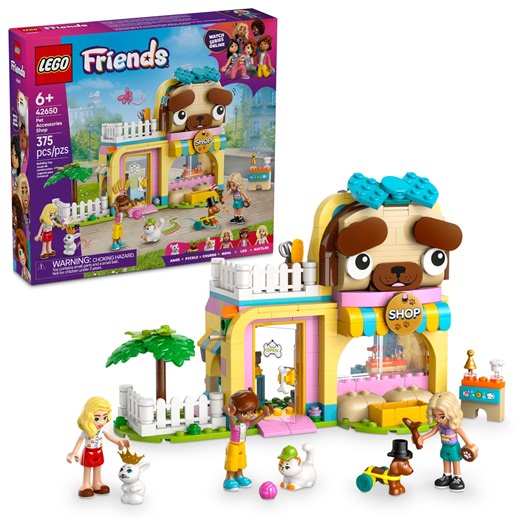 LEGO Friends Pet Accessories Shop Pretend Play Set - Building Toy for Kids, Girls and Boys, Ages 6 - Gift for Kindergarten Graduation - with 3 Minidolls, Toy Dog, Cat, & Rabbit - 42650