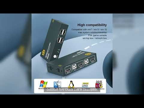 PWAY USB KVM Switch HDMI Splitter Keyboard And Mouse Switch HD 4K@30Hz 2 In 1 Out With 4PC USB Port