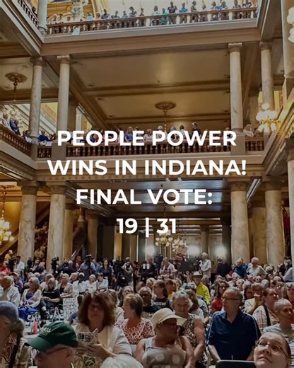 🎉 BREAKING: WE DID IT! 🎉 After days of intense pressure from D.C., the Indiana Senate REJECTED the mid-decade gerrymandered map! This victory belongs to every Indivisible member, every activist, and every Hoosier who called, emailed, and showed up. You proved that our voices, when united, are stronger than the will of any political machine. The GOP Senators who put principle over party did the right thing. They faced threats, bullying, and intense pressure, yet they stood firm for the integrit