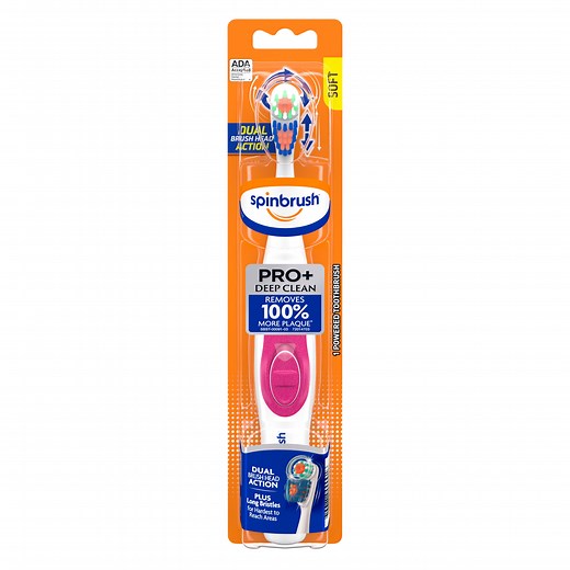 ARM & HAMMER Spinbrush PRO Deep Clean Battery-Operated Toothbrush – Spinbrush Battery Powered Toothbrush Removes 100% More Plaque- Soft Bristles -Batteries Included