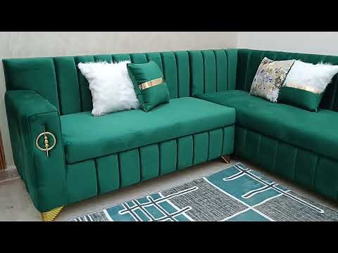 The most beautiful and elegant corner sofa in a royal olive green color, absolutely gorgeous ♥️♥️...